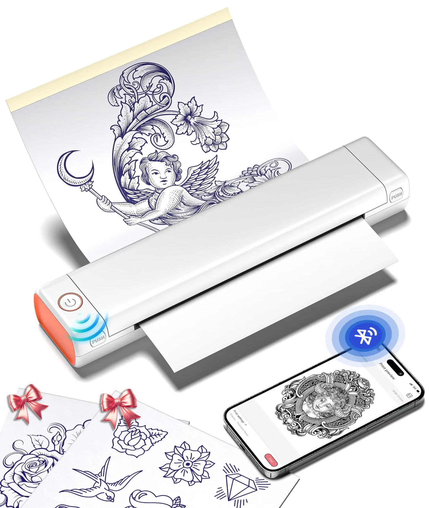 Phomemo - Impresora de esténciles de tatuajes Bluetooth, máquina de tatuar inalámbrica M08F con 10 papeles de transferencia gratis, para artistas y principiantes