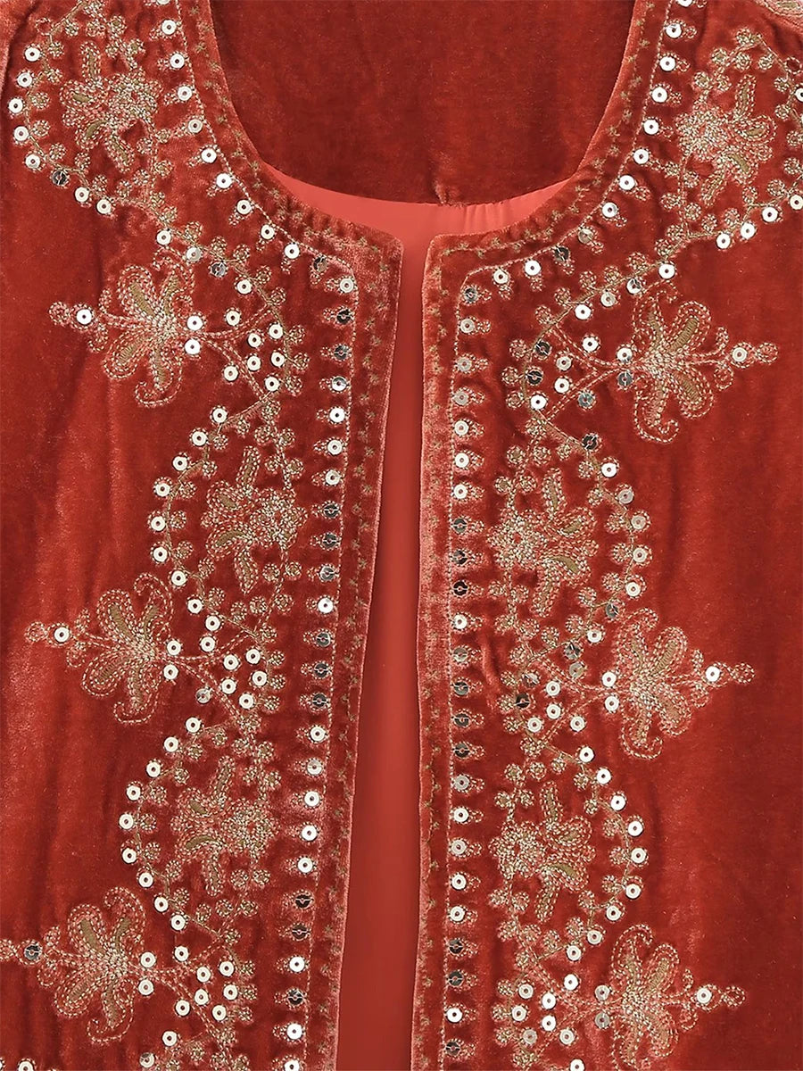 Gilet brodé noir Vintage à motif Floral pour femmes, sans manches, ouvert sur le devant, court polyvalent, vêtements d'extérieur y2k, Cardigan Boho court