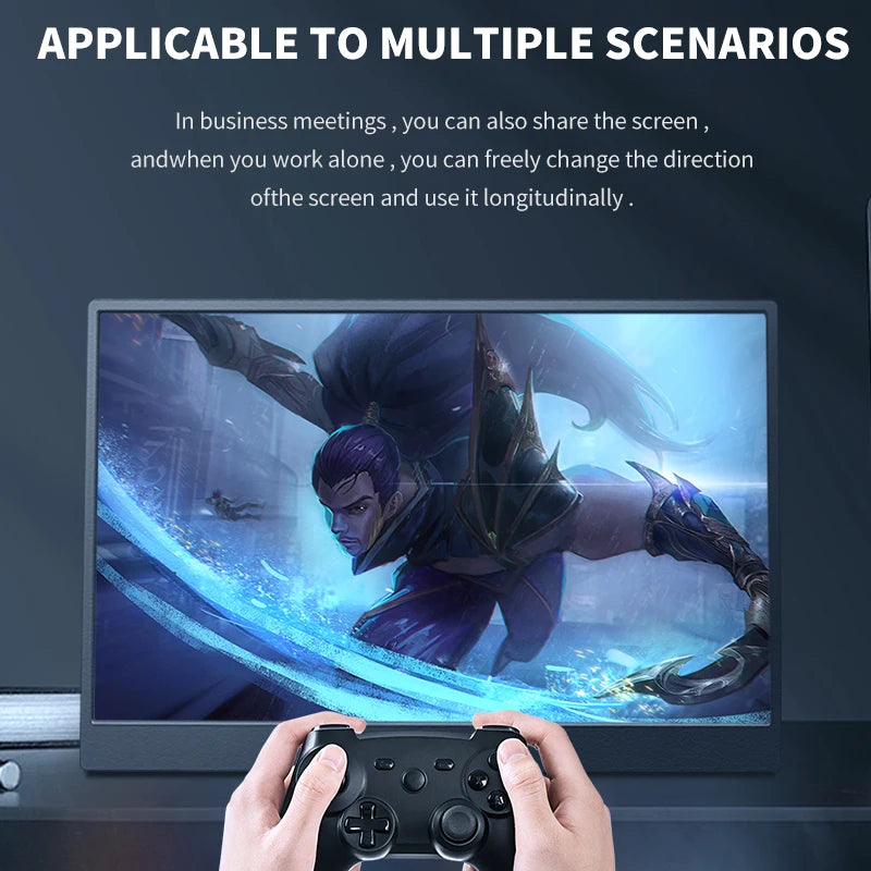 HGFRTEE 14.1 inch Portable Monitor Mobile IPS Second Screen Gaming Display Extended for Laptop with Stand for Xbox/Raspberry Pi