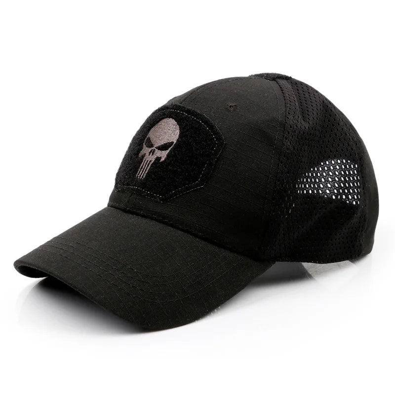 Casquette de Baseball en maille pour hommes et femmes, Camouflage, crâne, réglable, Airsoft, tactique de randonnée en plein air, nouvelle collection été 2024