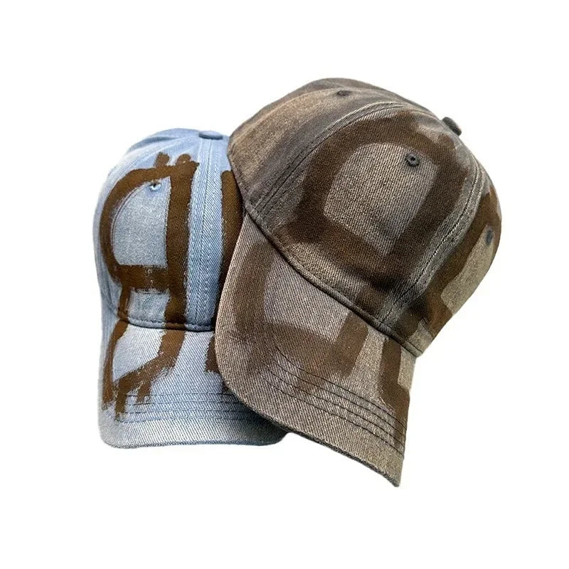 Casquette de baseball graffiti spray vintage délavée — hommes, femmes, hip hop, streetwear