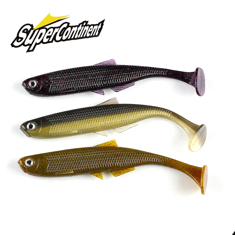 Supercontinent leanness ShadTeez cola en T 5 cm/7,5 cm/12 cm lucio lucioperca depredador pesca 3D ojos señuelo blando señuelos de pesca