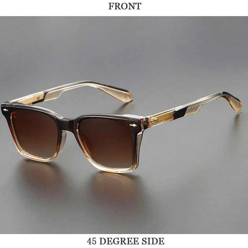Lunettes de soleil carrées bleues pour hommes — rétro, femmes, à la mode, vintage