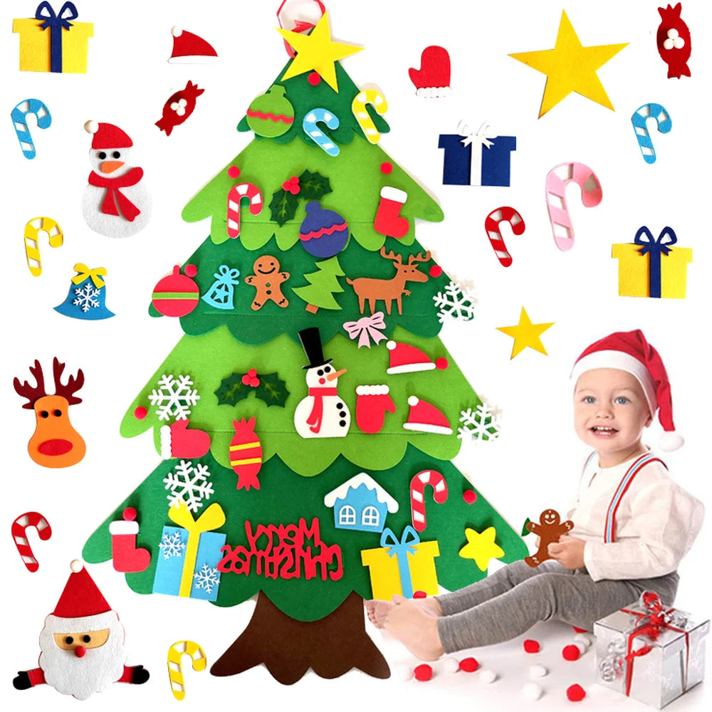 Árbol de Navidad de fieltro, decoración para el hogar, Año Nuevo 2022, adornos navideños, regalos para niños, DIY