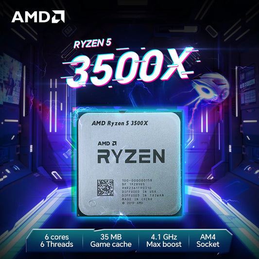 Processeur AMD Ryzen 5 3500X — 6 cœurs 6 threads, 3,6 GHz, AM4, L3 32 Mo, 7nm, 65W