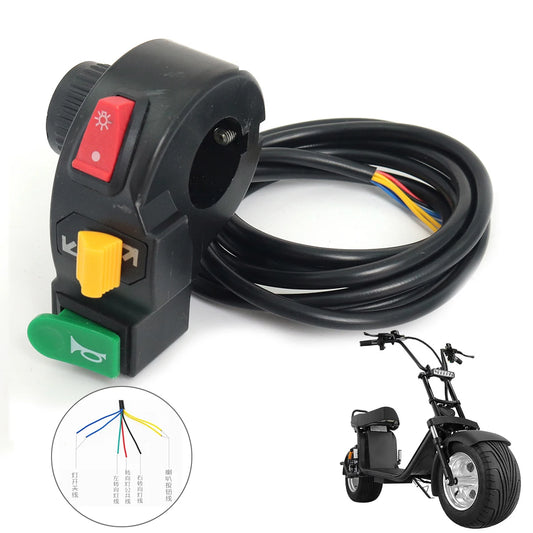 Interrupteur Multifonction Scooter Citycoco — Clignotant Klaxon Phare 3 en 1