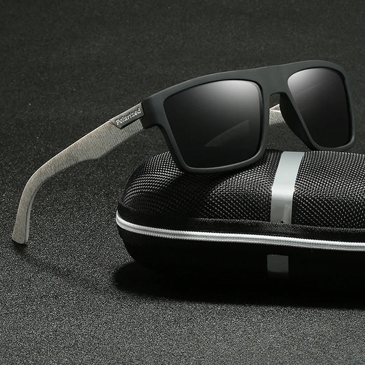 Lunettes de soleil polarisées pour hommes — carrées, vintage, conduite, escalade, sport, cadeau Noël