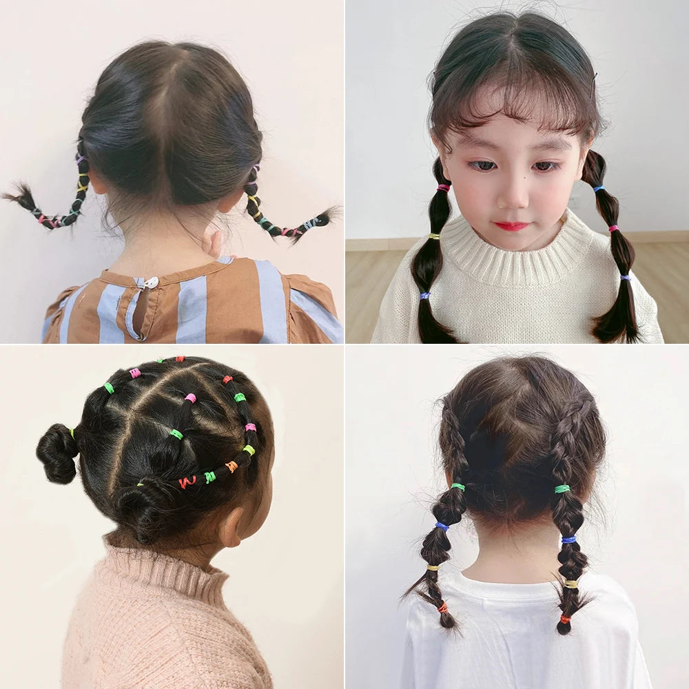 Attaches à cheveux colorées pour filles — porte-queue de cheval, enfants, accessoires, 500/1000/2000 pièces