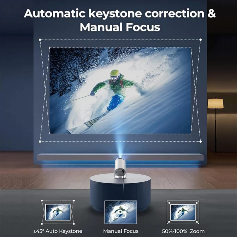 Smart Outdoor Projector HY300 8K Android 11 Dual Wifi6 290ANSI Allwinner H726 BT5.4 1080P 1280*720P Home Cinema Outdoor Projector