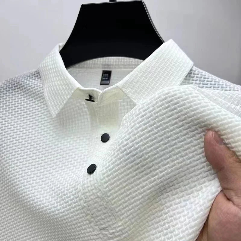 Polo Affaires Fleur d’Os Couleur Unie Homme — Respirant Confortable Été