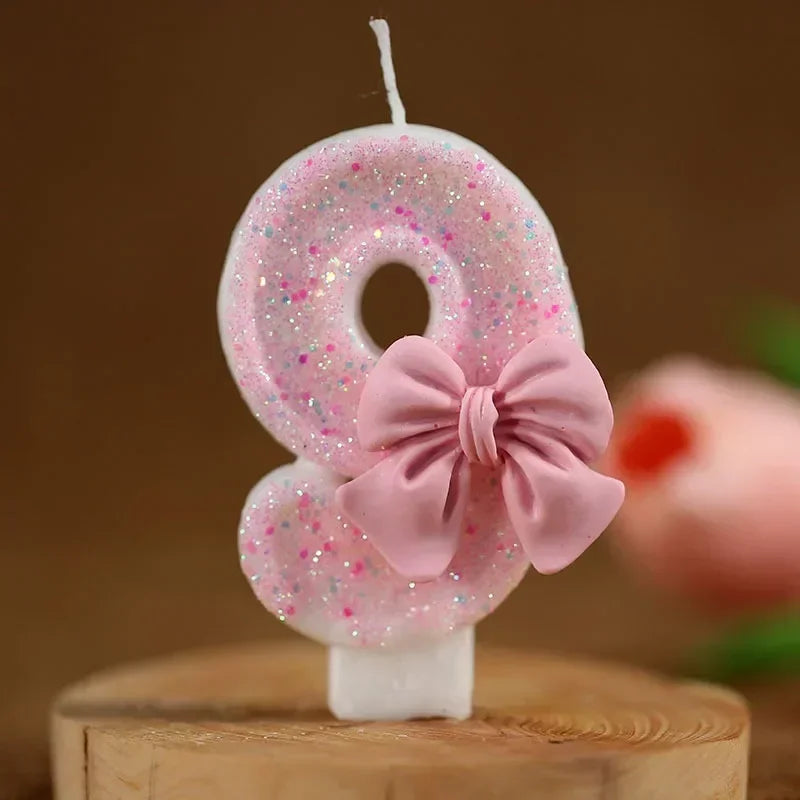 New number cake candle pink glitter birthday candle 1 2 3 4 5 6 7 8 9 3D number candle cake topper birthday party cake decor