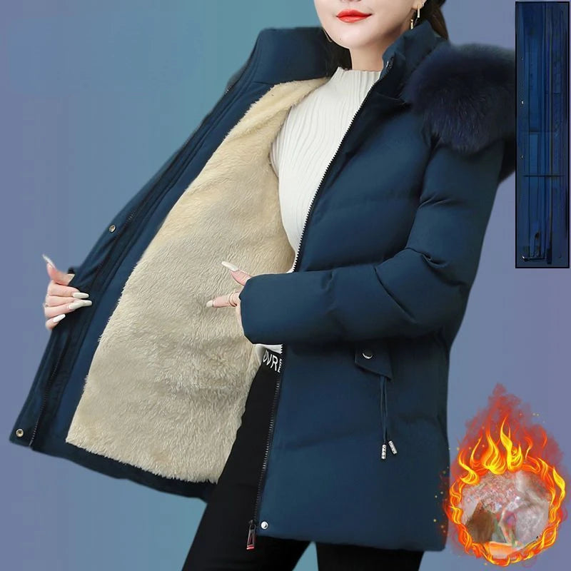 Veste à capuche en coton Smile pour femme, manteau d'optique, parkas chaudes en fourrure, coupe-vent, super chaud, vêtements pour femmes, hiver
