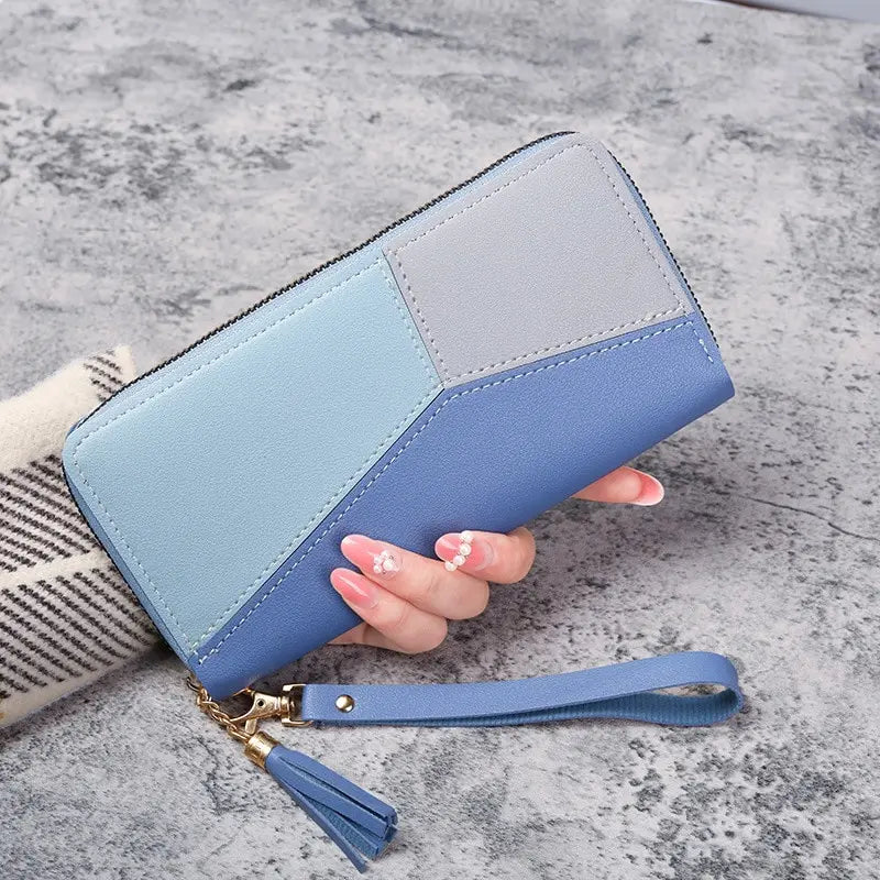 Moda cremallera carteras mujeres monedero de cuero PU titular de la tarjeta Billfold cartera larga