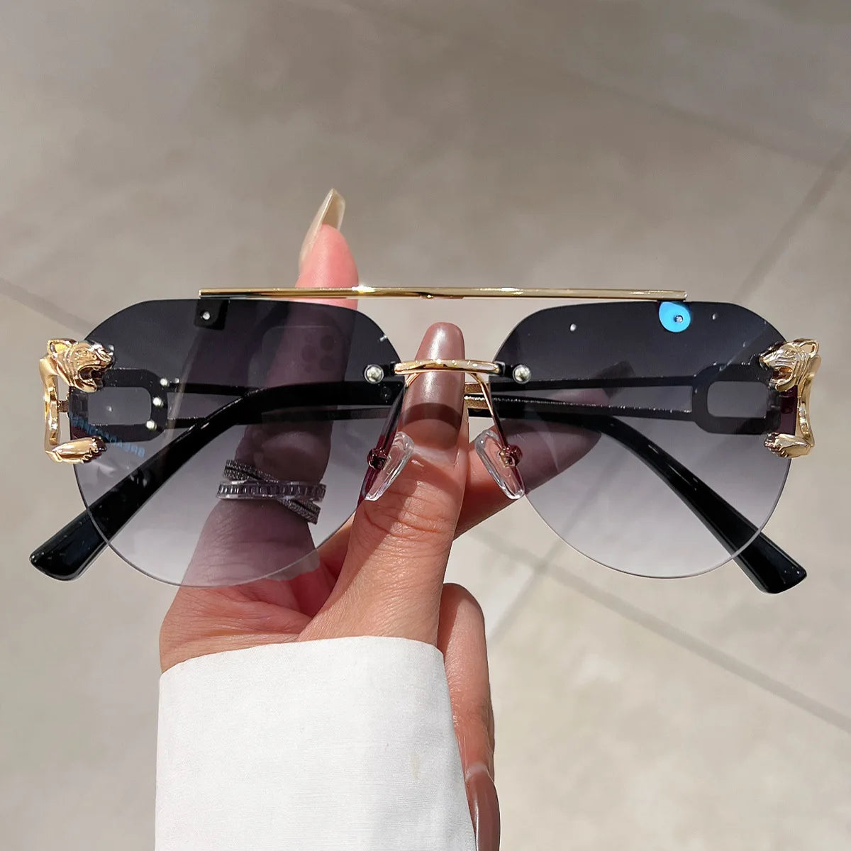 Lunettes de soleil vintage sans monture pour femmes — mode, nuances respirantes, 2023