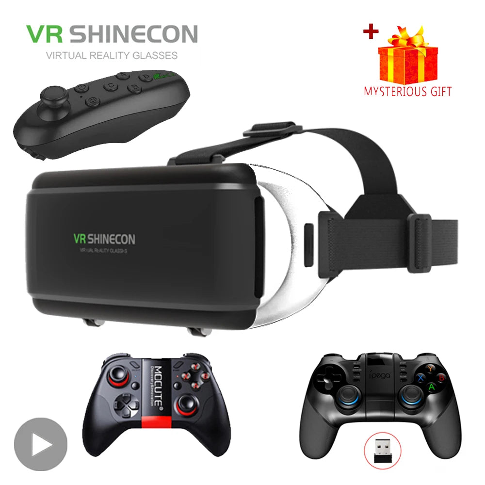 Casque VR 3D réalité virtuelle pour smartphone mobile — jeu augmenté, lentilles (v10)