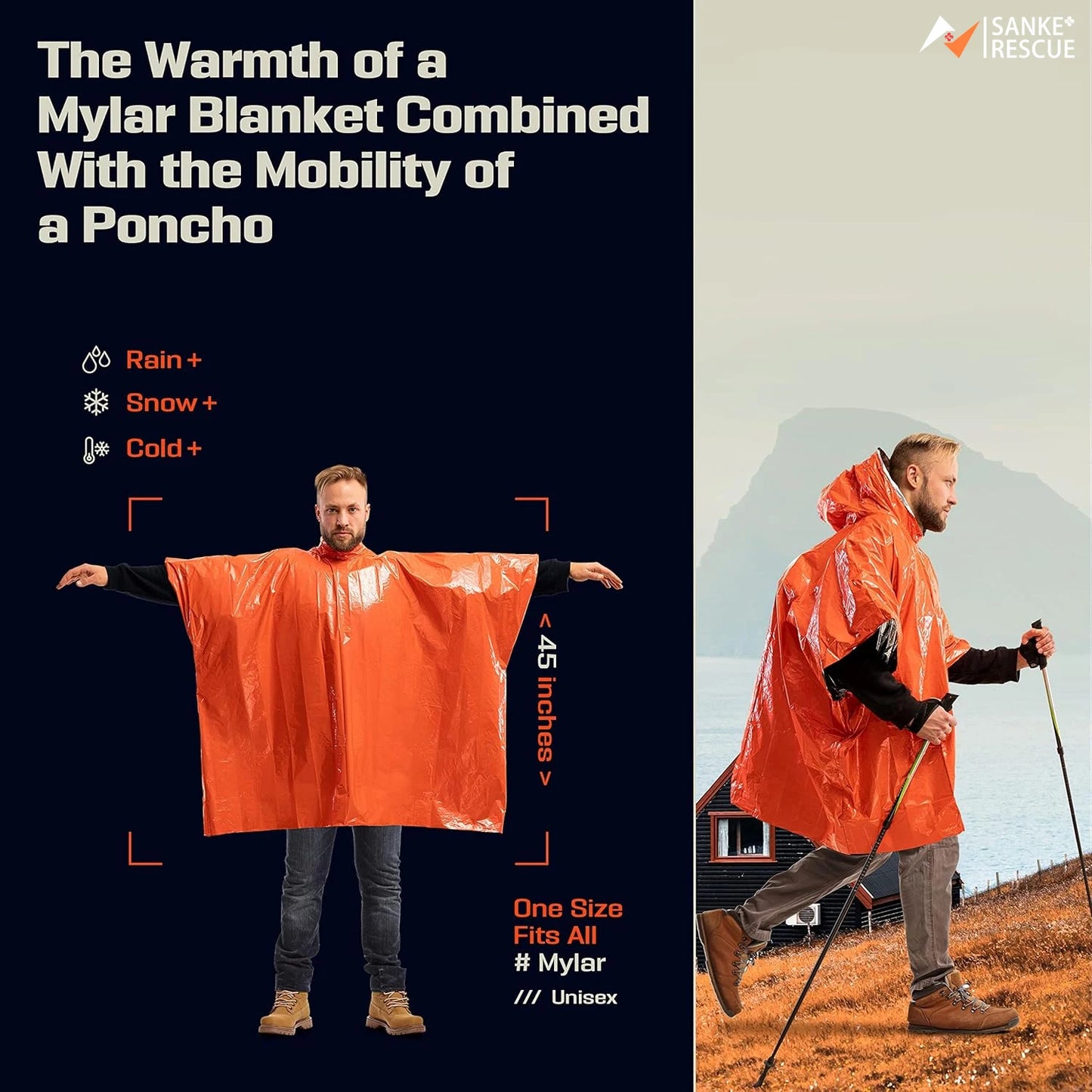 Poncho de pluie d'urgence, couverture thermique, résistant aux intempéries, équipement de Camping de survie en plein air, Gadgets de survie