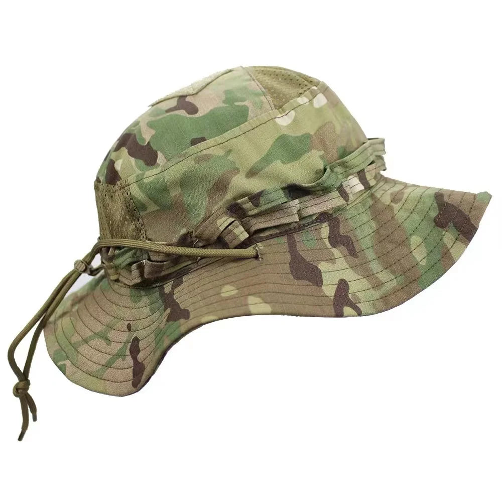 Nouveau 2026 Casquette Bob Camouflage Multicam avec Poche Carrée pour Passionnés de Tactique, Chapeau de Soleil pour Pêche, Randonnée et Activités de Plein Air