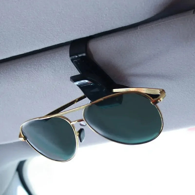 2 pièces universelles pour voiture, pare-soleil, boîte à lunettes, pince à lunettes de soleil, porte-carte, attache stylo, étui à lunettes
