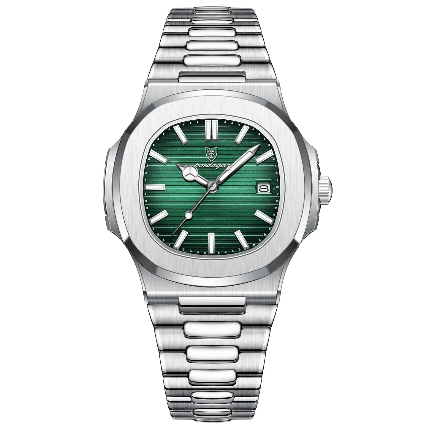 POEDAGAR Fashion Square Men's Luminous Waterproof Stainless Steel Wristwatch Men's Watch Date Quartz Business Men's Watches Reloj