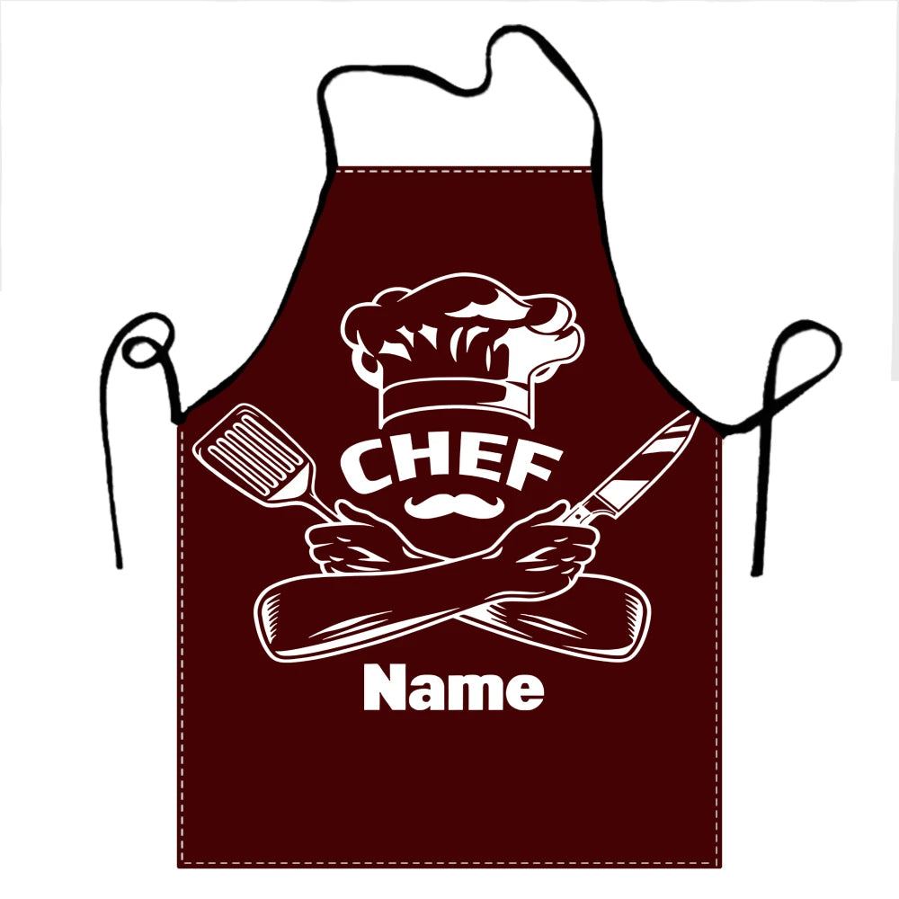 Gorro de chef con diseño de nombre personalizado, delantal de cocina para mujeres y hombres, babero unisex, delantal de cocina, horneado de chef