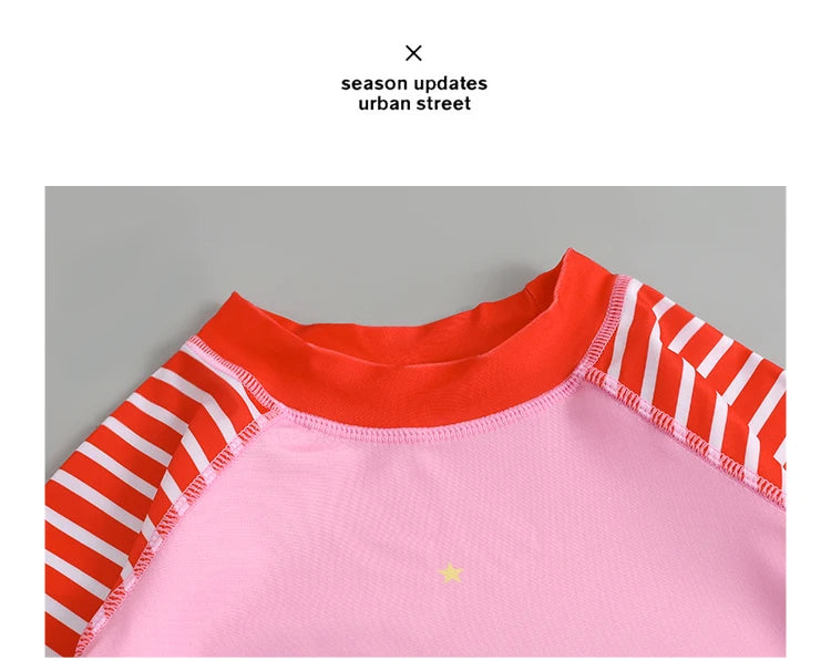Garçons filles dessin animé mignon maillots de bain printemps été plage vêtements ensemble Protection solaire à manches longues maillots de bain enfants maillot de bain