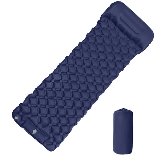Matelas gonflable de camping en plein air, coussin de couchage avec oreillers, polymères d'air ultralégers, pompe de gonflage intégrée, randonnée