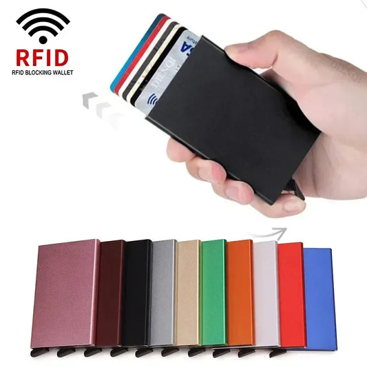 Portefeuille Pop Up RFID Métal Mince — Minimaliste Porte-Carte Crédit