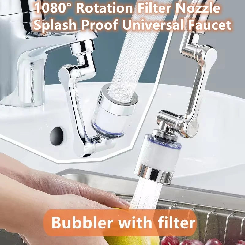 Buse filtrante rotative à 1080 ° universelle, robinet de cuisine domestique, robinet de ark, bras robotique, éclaboussures, moteurs F/05 et ET