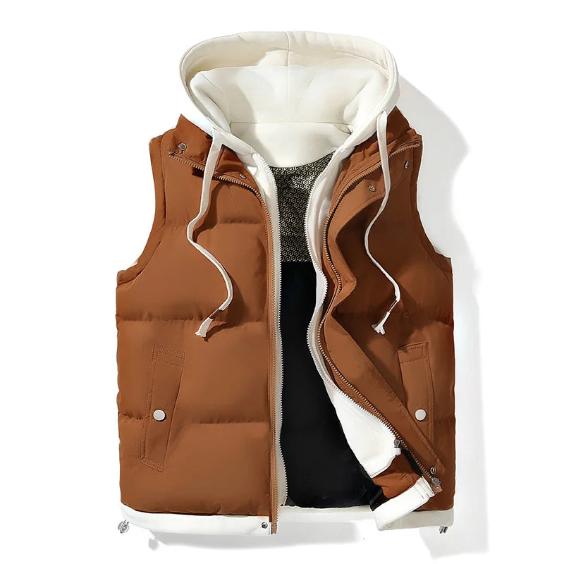 Chaqueta de invierno con capucha para hombre, abrigo de plumón de algodón, chaleco grueso, chaleco cálido, abrigo casual