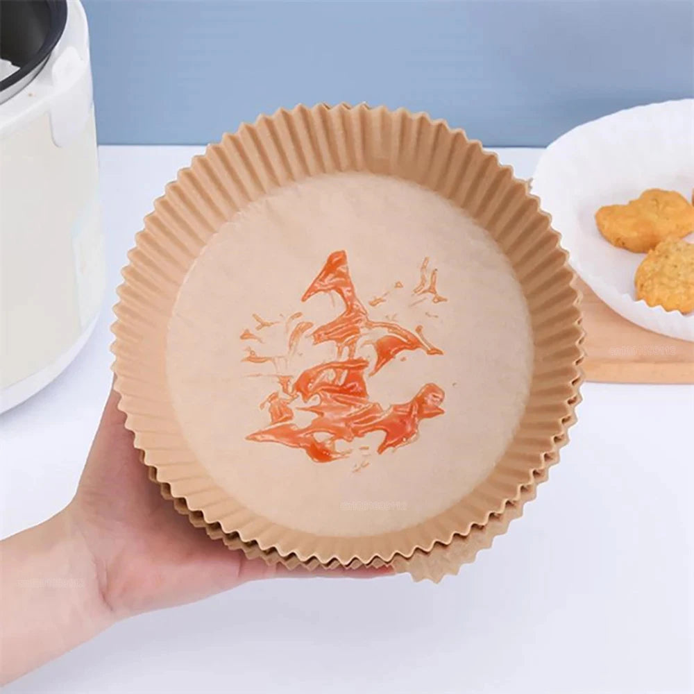 Papel antiadherente para freidora de aire y pollo, papeles redondos para hornear, revestimientos de papel, accesorios de cocina, 50 piezas, 100 piezas