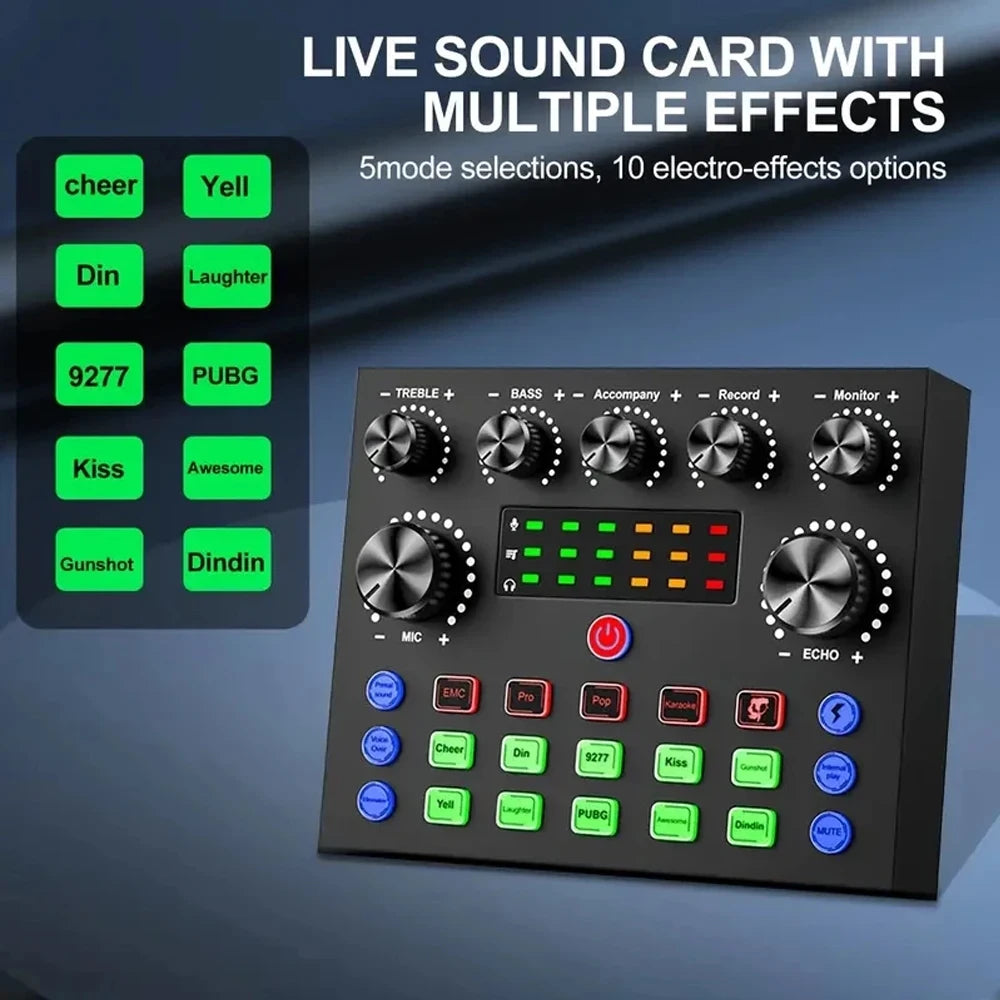 V8S – Kit carte son live avec microphone pour streaming, enregistrement et DJ