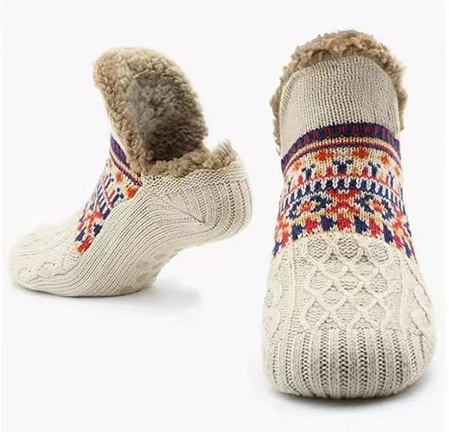 Calcetines antideslizantes para el suelo, súper cálidos, para mujeres y hombres, calcetines de nieve, alfombras para dormir, pantuflas, botas de terciopelo, ropa de casa