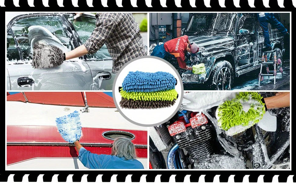 Gants de lavage de voiture en microfibre Chenille, nettoyage des rayures, soins non pelucheux, mitaines souples, dépoussiérage de véhicule automobile, Accessoires de moteur