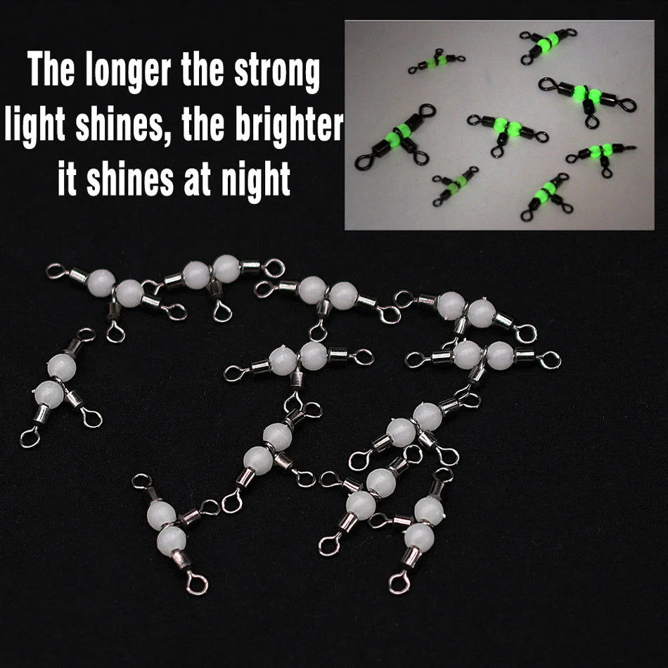 MNFT-Connecteur de pêche à 3 voies en acier inoxydable, 25 pièces, perles Shoes attirent le poisson