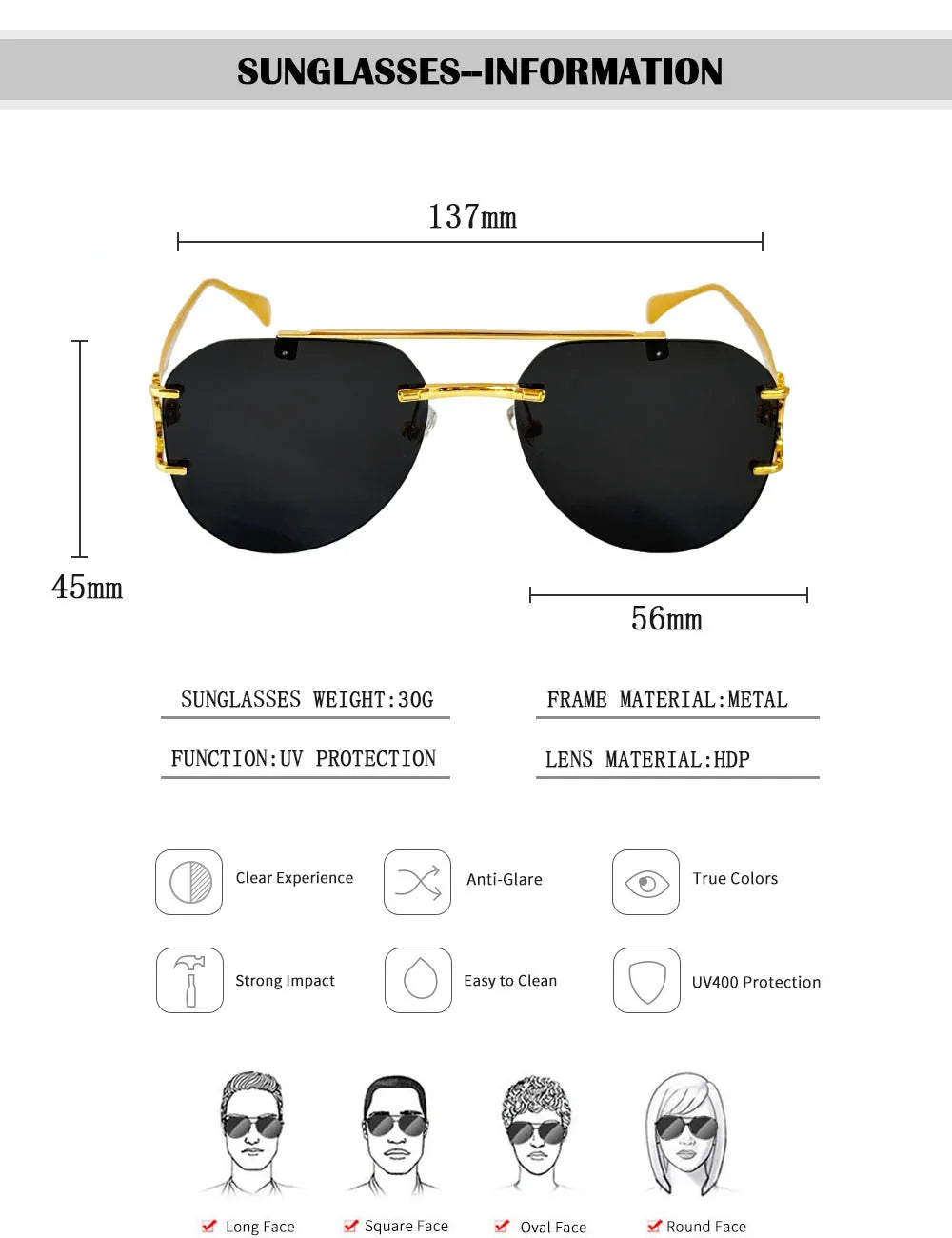 Lunettes de soleil femmes sans monture ovale — mode, vintage, 2025