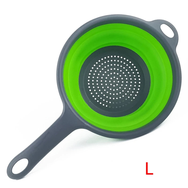LMETJMA Colador plegable de silicona con mango, escurridor de cocina plegable para pasta, verduras, frutas JT111