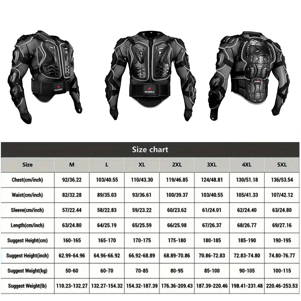 Vestes moto armure complète pour hommes — protection Motocross, équipement, vêtements S-4XL