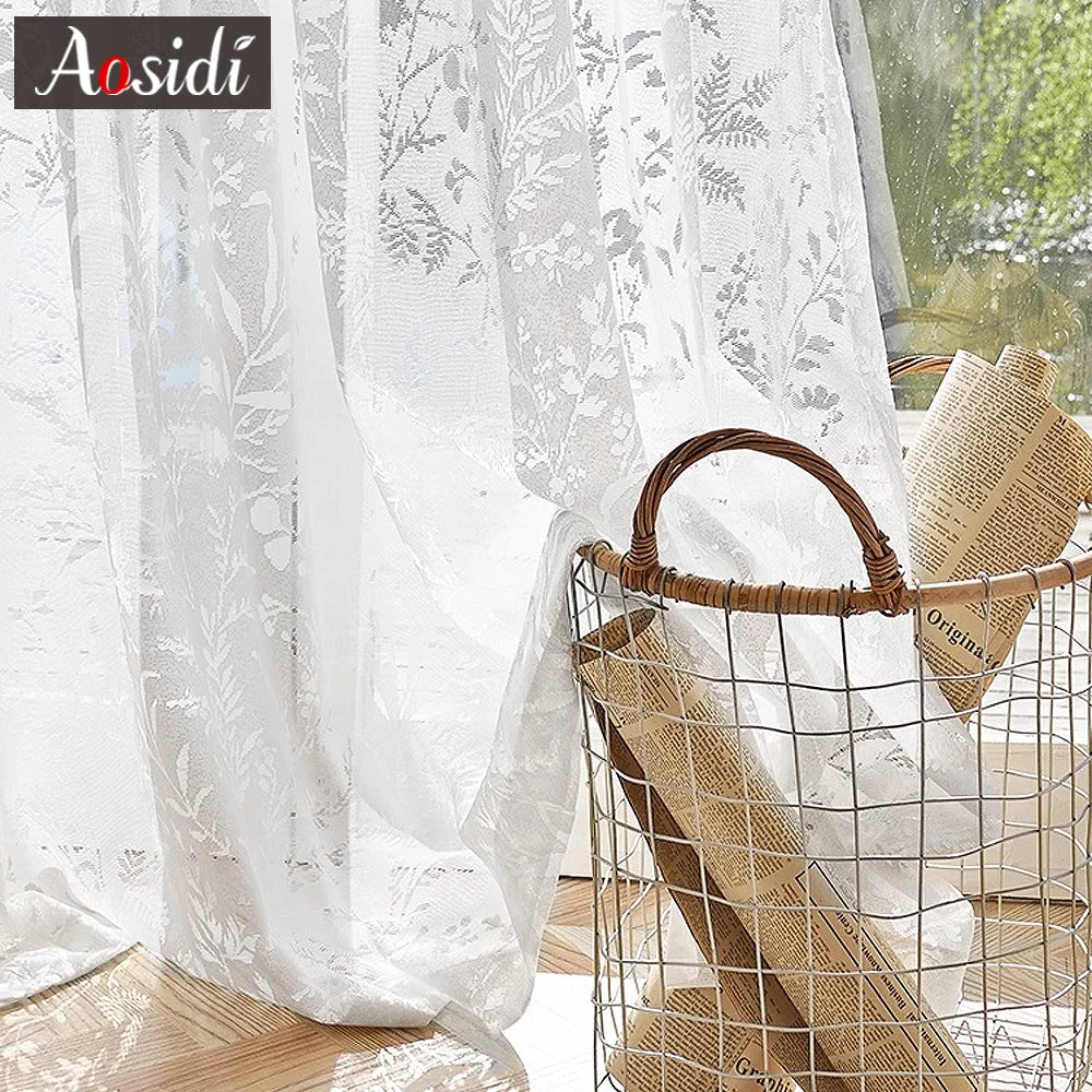Rideaux en Voile transparent en dentelle 2025, pour salon, en Tulle, pour cuisine, Voilage, diviseur d'écran pour la maison, décoration de mariage