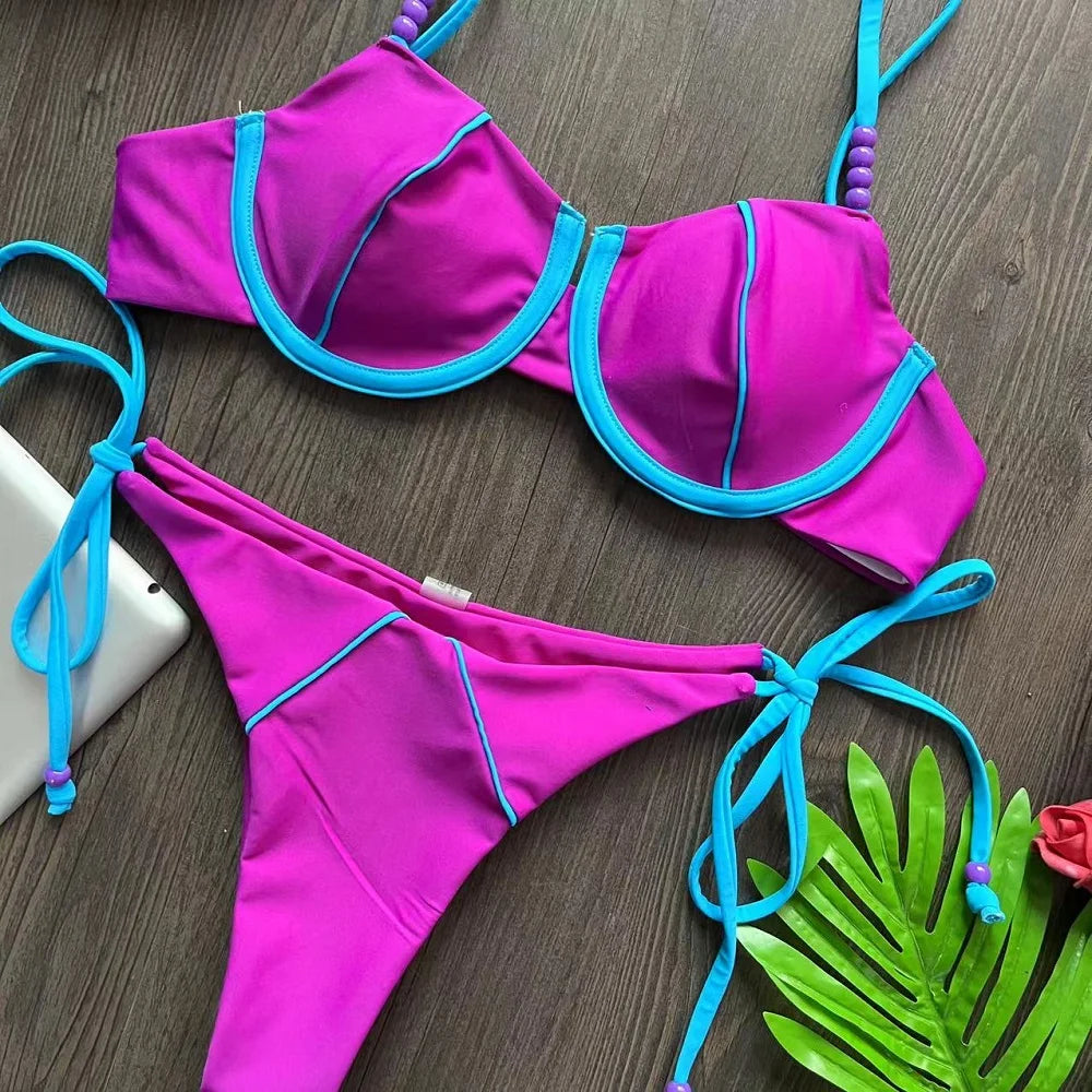 RUOTONGSEPT nouveau Sexy Push up Bikini ensemble maillot de bain femmes taille basse maillots de bain pour femme deux pièces maillots de bain 2023 maillot de bain