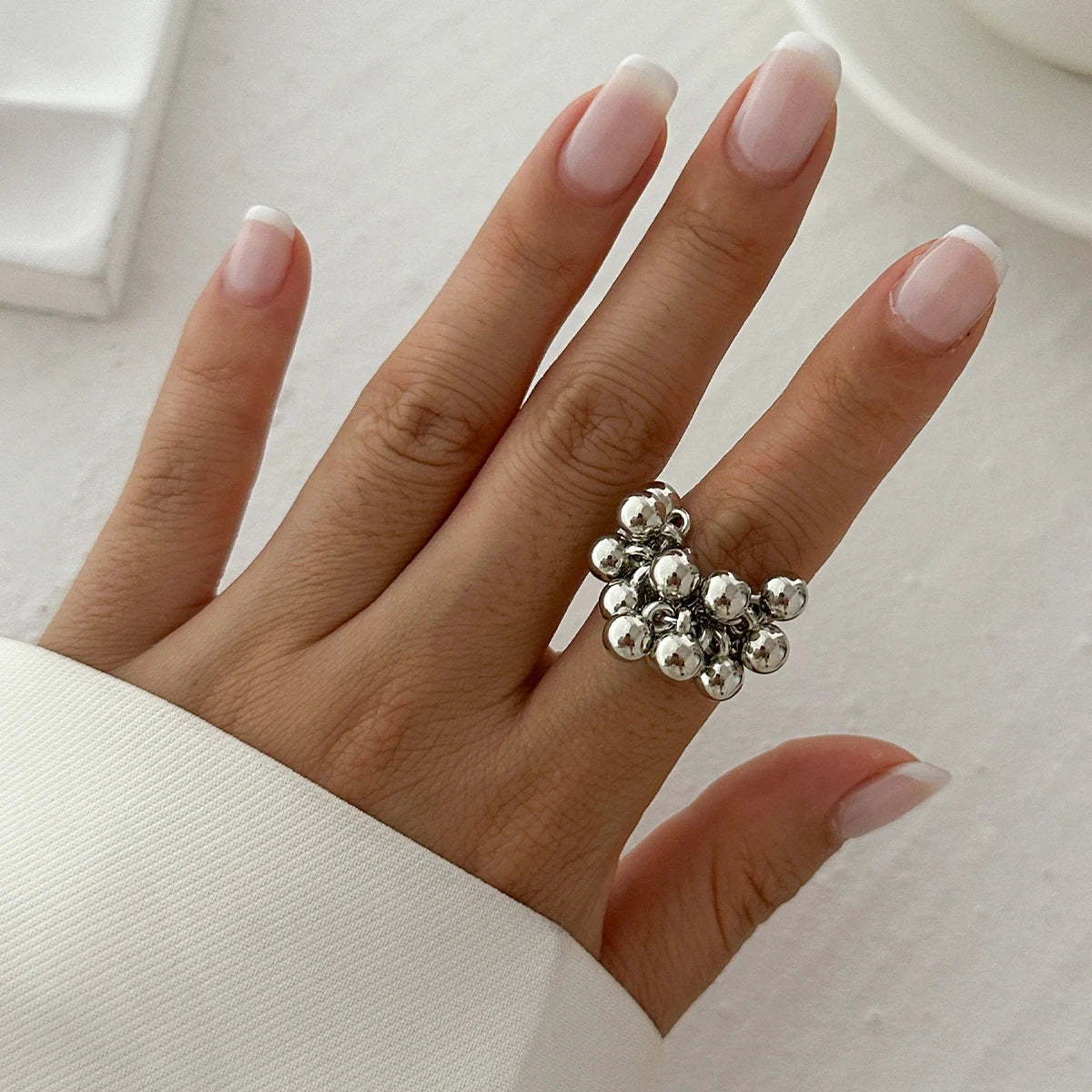 Bague Punk Hip-Hop Petite Boule Ouverte — Métal Tendance Cadeau 2026