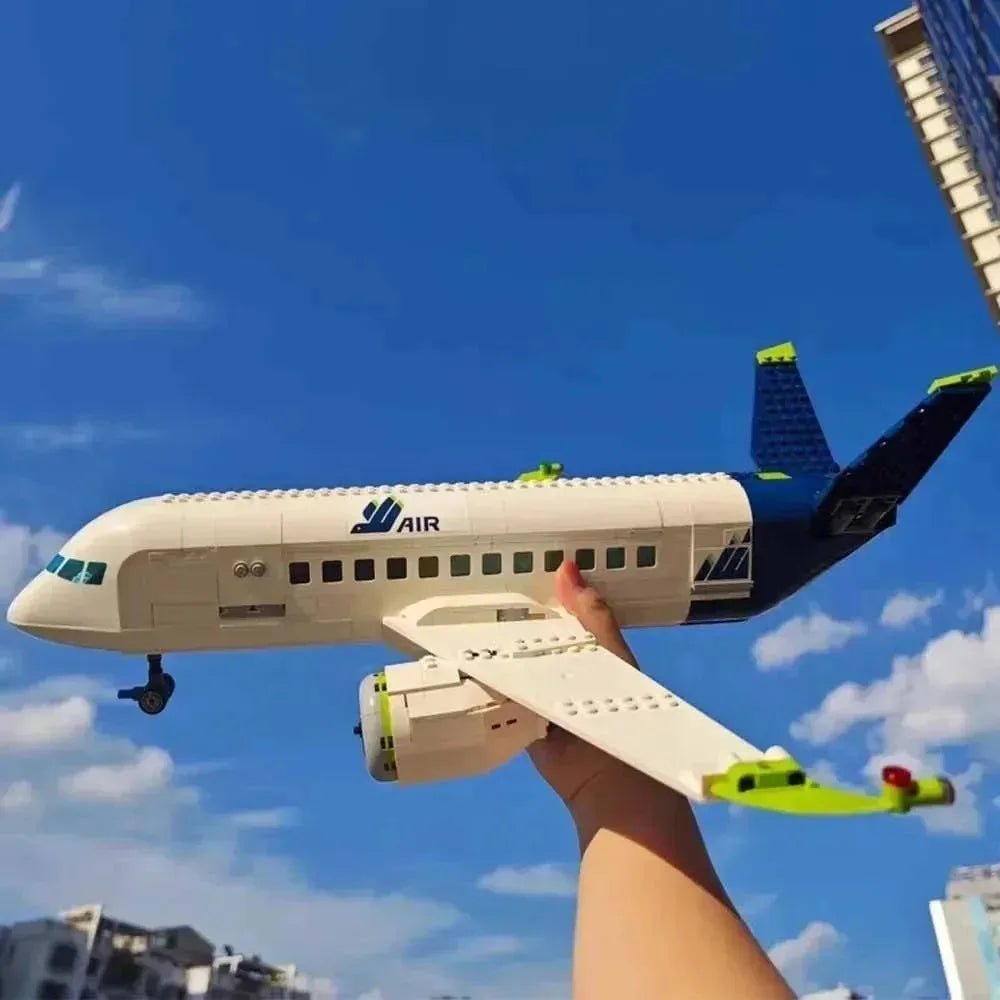 Bloques de construcción para niños, avión de pasajeros compatible con 60367, 913 piezas, cabina que se puede abrir y cerrar, adecuado para fiestas de cumpleaños