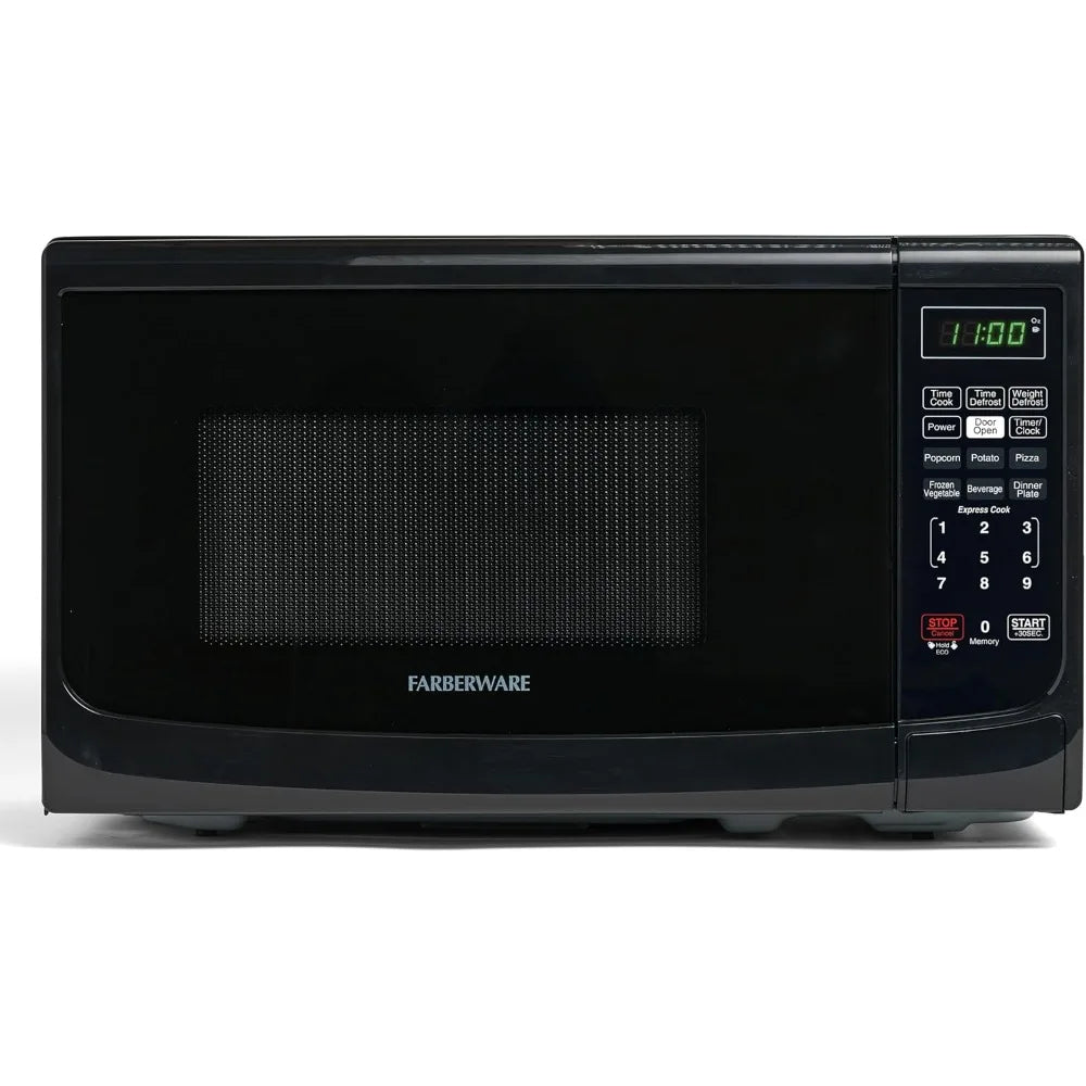 0,7 Cu. Four à micro-ondes de comptoir Ft. – Puissance de 700 watts, programmes de cuisson automatiques, fonction de dégivrage, nettoyage facile et verrouillage de sécurité pour enfants - Noir