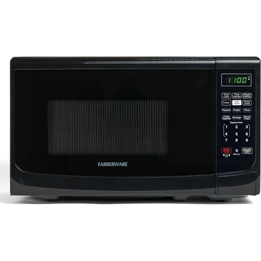 0.7 Cu. Ft. Countertop Microwave – 700 Watts Power, Auto Cooking Programs, Defrost Function, Easy Clean, and Child Safety Lock - Black