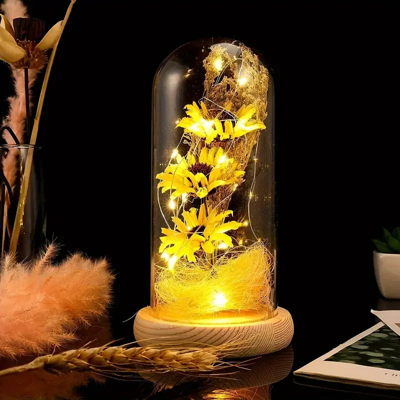 Breton glass artificial sunflowers with LED strip for women, sunflower gifts, sunflower decor, Mother's Day, Leon's Day