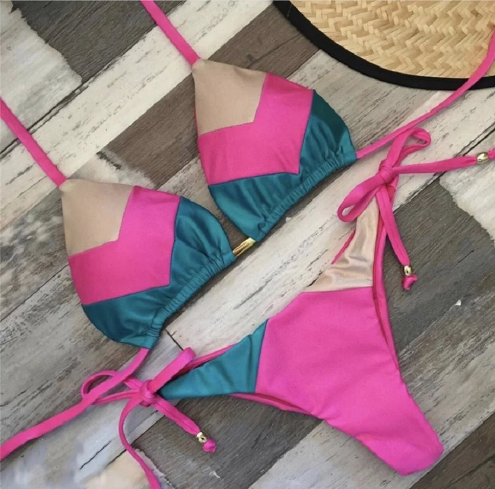 2023 Sexy Bikini multicolore maillot de bain femmes maillots de bain Push Up côtelé Bikini ensemble brésilien maillot de bain vêtements de plage baigneur Biquini