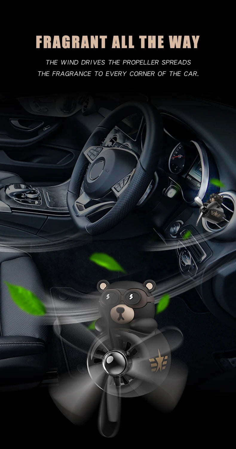 Désodorisant rotatif pour avion, pilote, ours, voiture, accessoires, décorations intérieures, clips de ventilation pour ventilateur, diffuseur de parfum, arôme