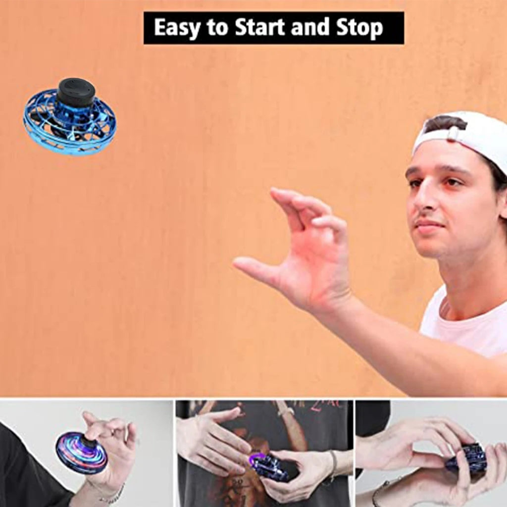 Nuevo LED volante OVNI Spinner de punta de dedo, actualización de helicóptero volador Gyro Flyorb Hover Ball, Mini Drone avión de juguete, regalo de Navidad