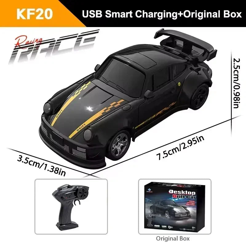 Hot Toy KF20 4WD RC Drift Car 2.4GHz Mini Remote Control Car 1:64 Scale Desktop Model Toys for Kids Boys Children Teens Gifts