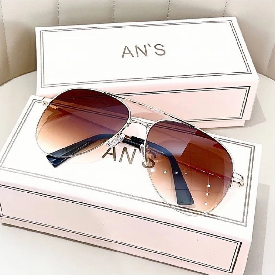 Lunettes de soleil dégradées mode pour hommes — pilote, grande monture, anti-reflet