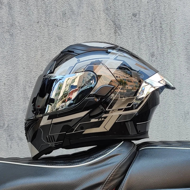 ORZ Motorcycle Helmets Dual Visors DOT Approved Modular Flip Up Helmet Full Face Motorcycle Racing Helmet Motocross Helmet DOT